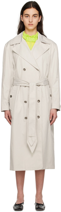 Photo: OPEN YY Beige Stud Belt Trench Coat