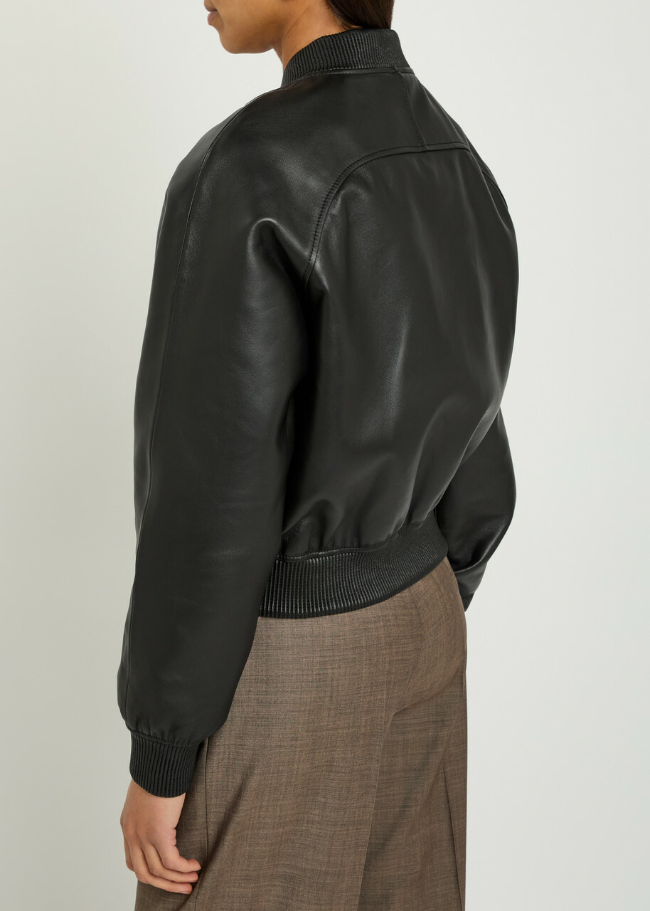 Joseph Quinn Leather Bomber Jacket Black