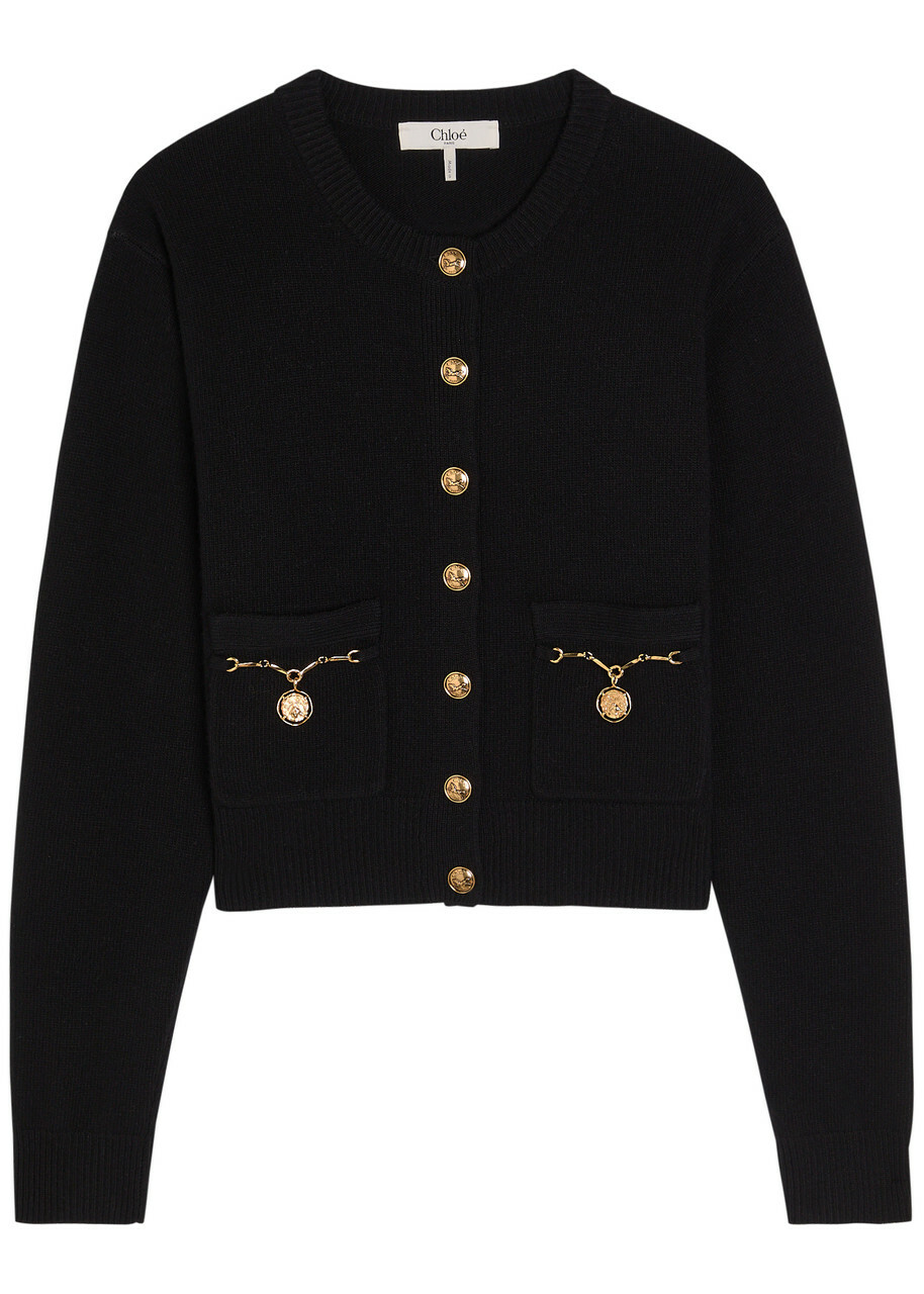 Chloe Cropped Brushed Mohair-blend Cardigan Black Chloe