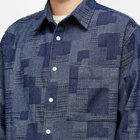 FrizmWORKS Men's Patchwork Denim Shirt in Blue