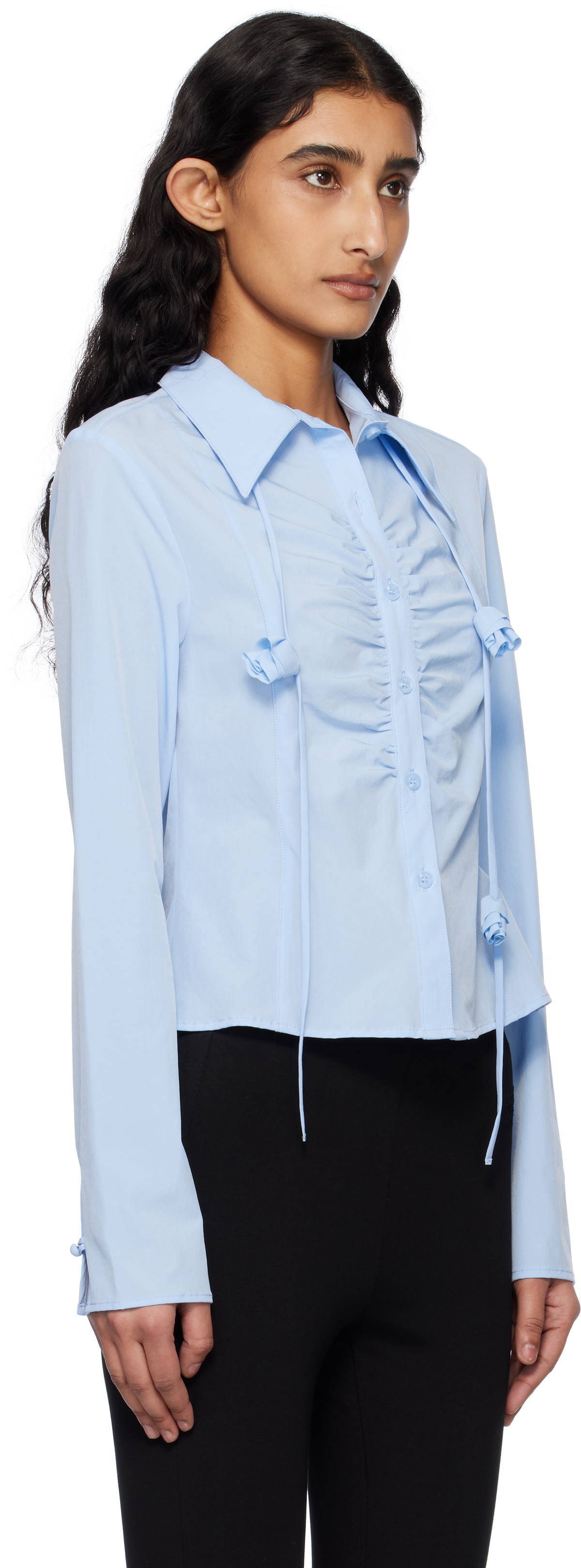 Kijun Blue Corsage Shirring Shirt