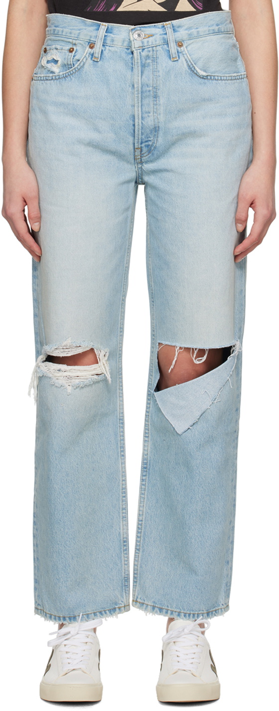 Blue 90s Low Slung Jeans by Re/Done on Sale