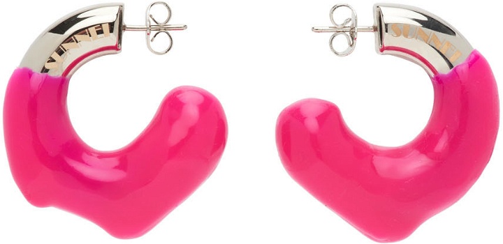 Photo: SUNNEI SSENSE Exclusive Silver & Pink Small Rubberized Earrings