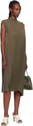ISSEY MIYAKE Khaki Soft Fold Pleats Midi Dress