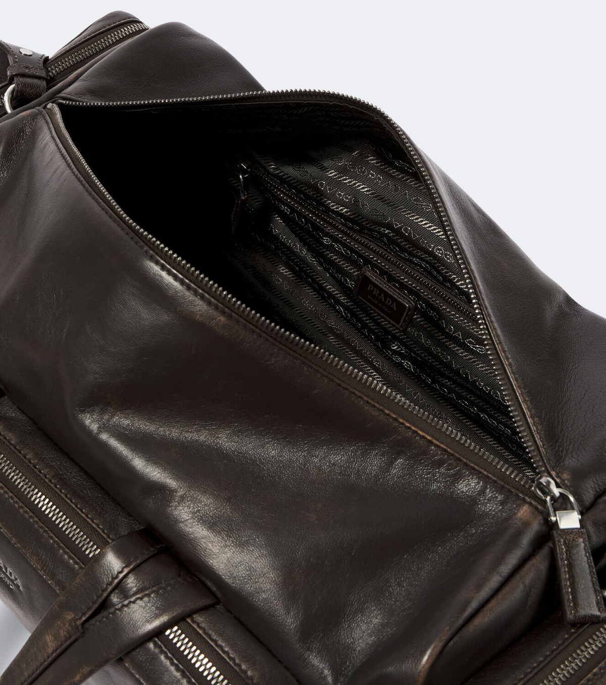 Prada Distressed leather duffel bag