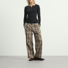 Auralee Women's Wool Check Two-Tuck Slacks in Top Brown Check