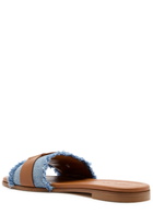 Moncler Bell Denim and Leather Sliders Blue