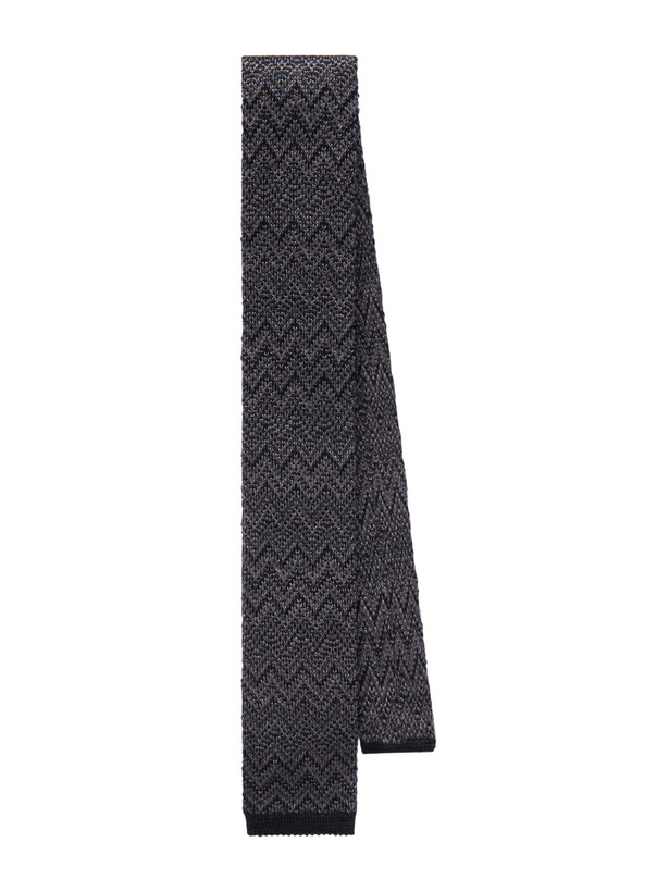Photo: Missoni - Striped Crochet-Knit Wool And Silk-Blend Tie - Black