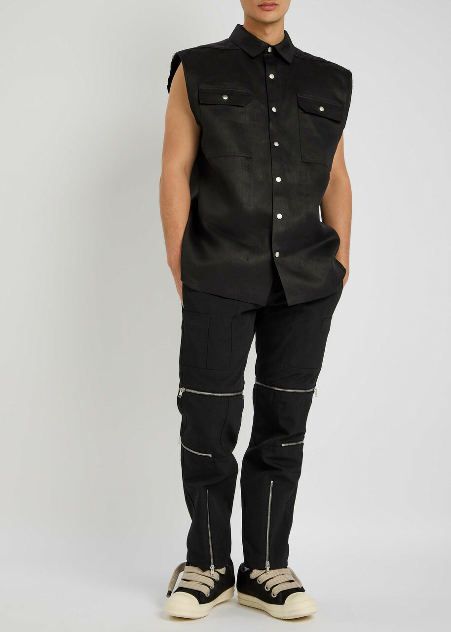 Rick Owens Jumbo Sleeveless Linen Shirt Black Rick Owens