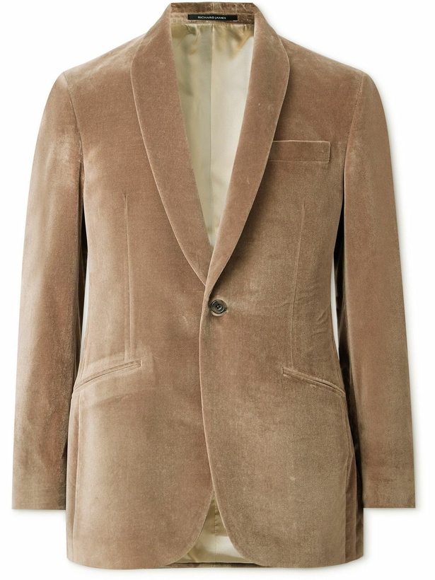 Photo: Richard James - Hyde Slim-Fit Cotton-Velvet Tuxedo Jacket - Brown
