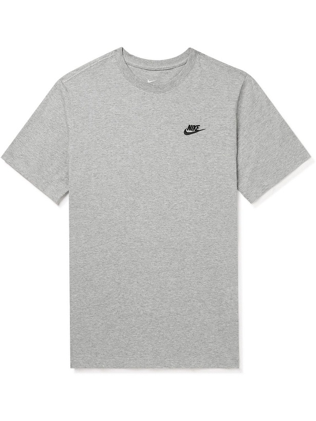 Photo: Nike - Logo-Embroidered Cotton-Jersey T-Shirt - Gray