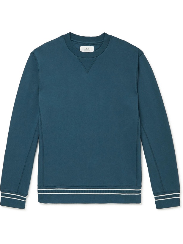 Photo: MR P. - Contrast-Tipped Loopback Organic Cotton-Jersey Sweatshirt - Blue
