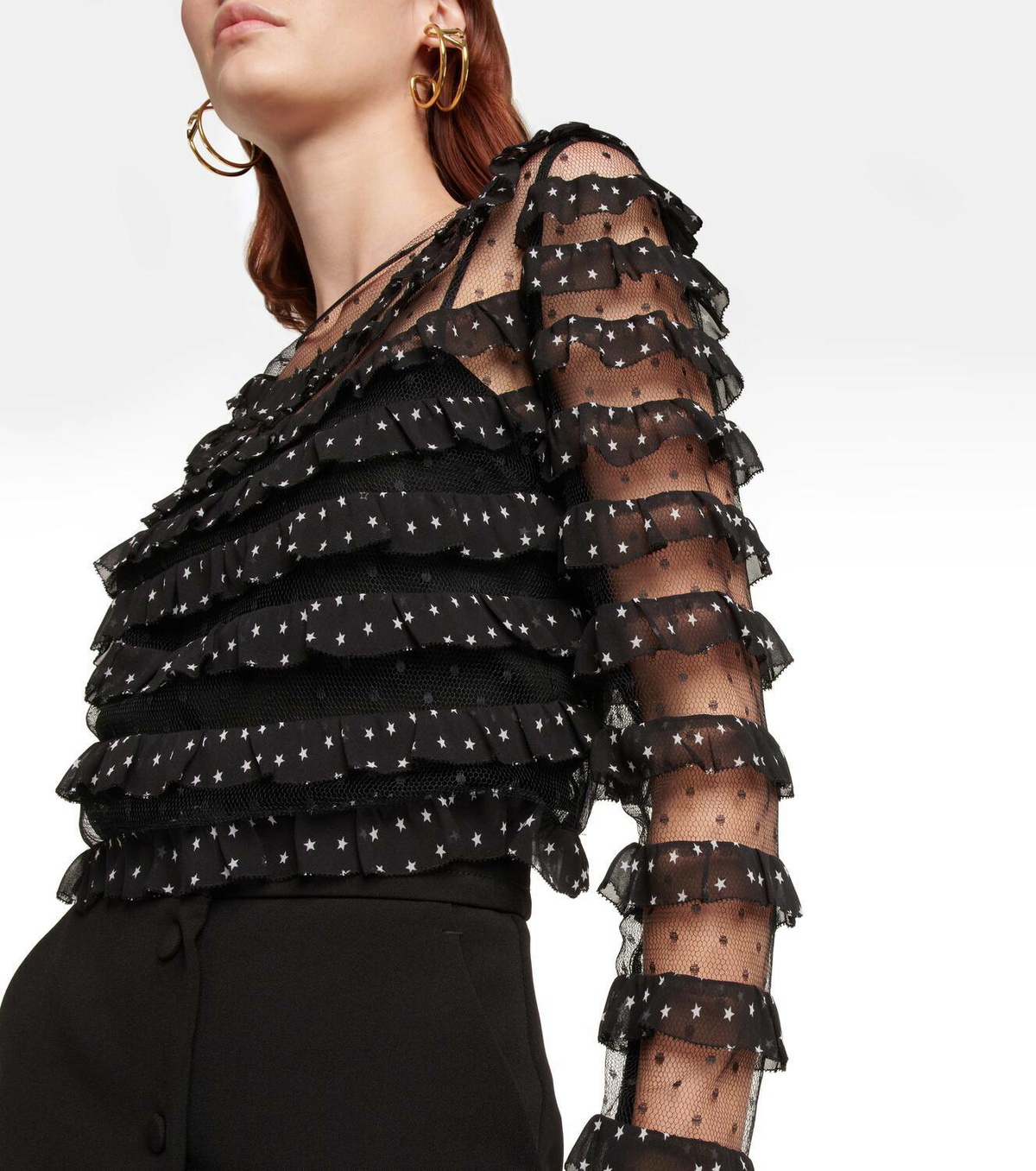 REDValentino Point d'esprit tulle and georgette blouse