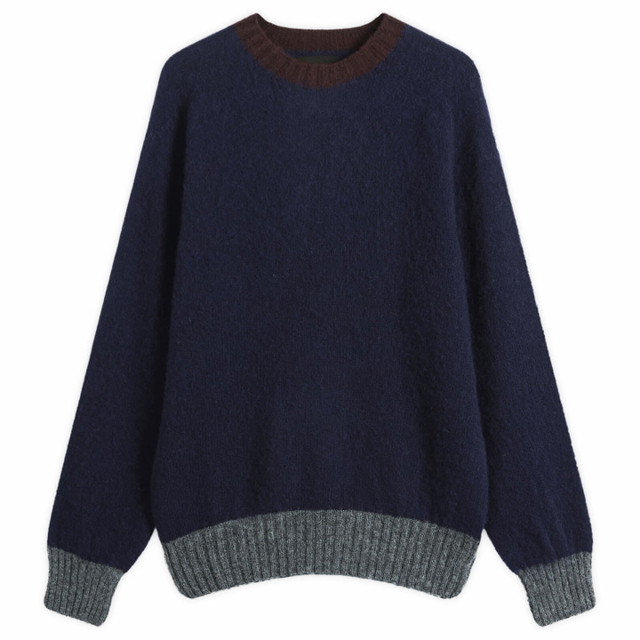 Photo: Howlin by Morrison Men's Howlin' Captain Harry Contrast Trim Jumper in Navy