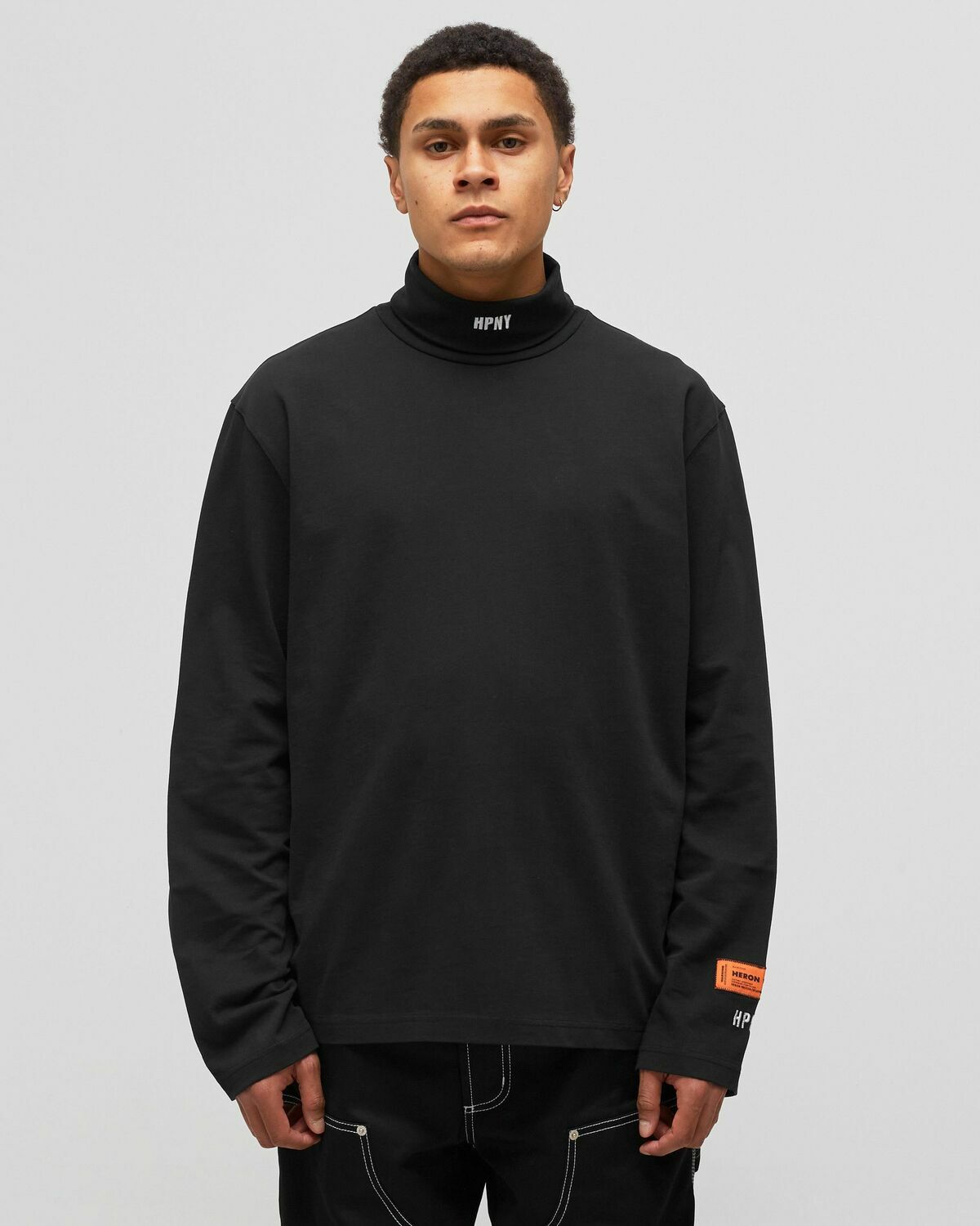Heron Preston Hpny Emb Rollneck Black Longsleeves Heron Preston