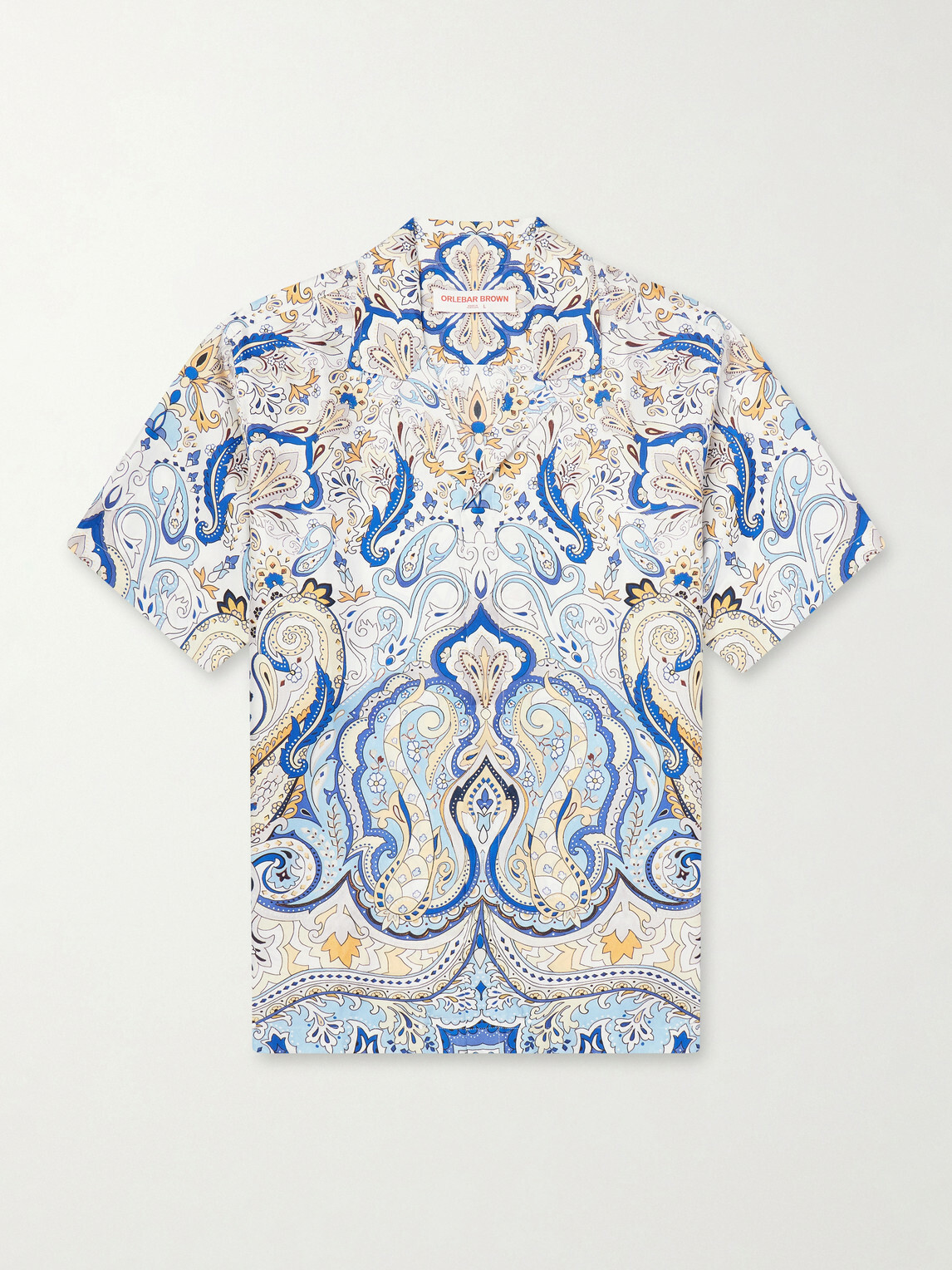 Orlebar Brown - Maitan Camp-Collar Printed Silk-Satin Shirt - Blue