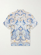 Orlebar Brown - Maitan Camp-Collar Printed Silk-Satin Shirt - Blue