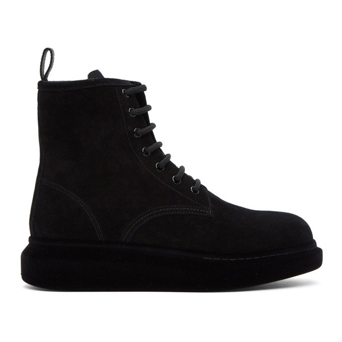 Photo: Alexander McQueen Black Suede Flocked Sole Hybrid Boots