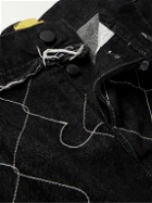AIREI - Straight-Leg Embroidered Organic Denim Shorts - Black
