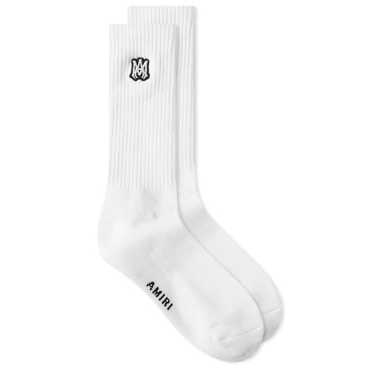 Photo: AMIRI Men's Ma Embroidery Patch Sock in White/Black