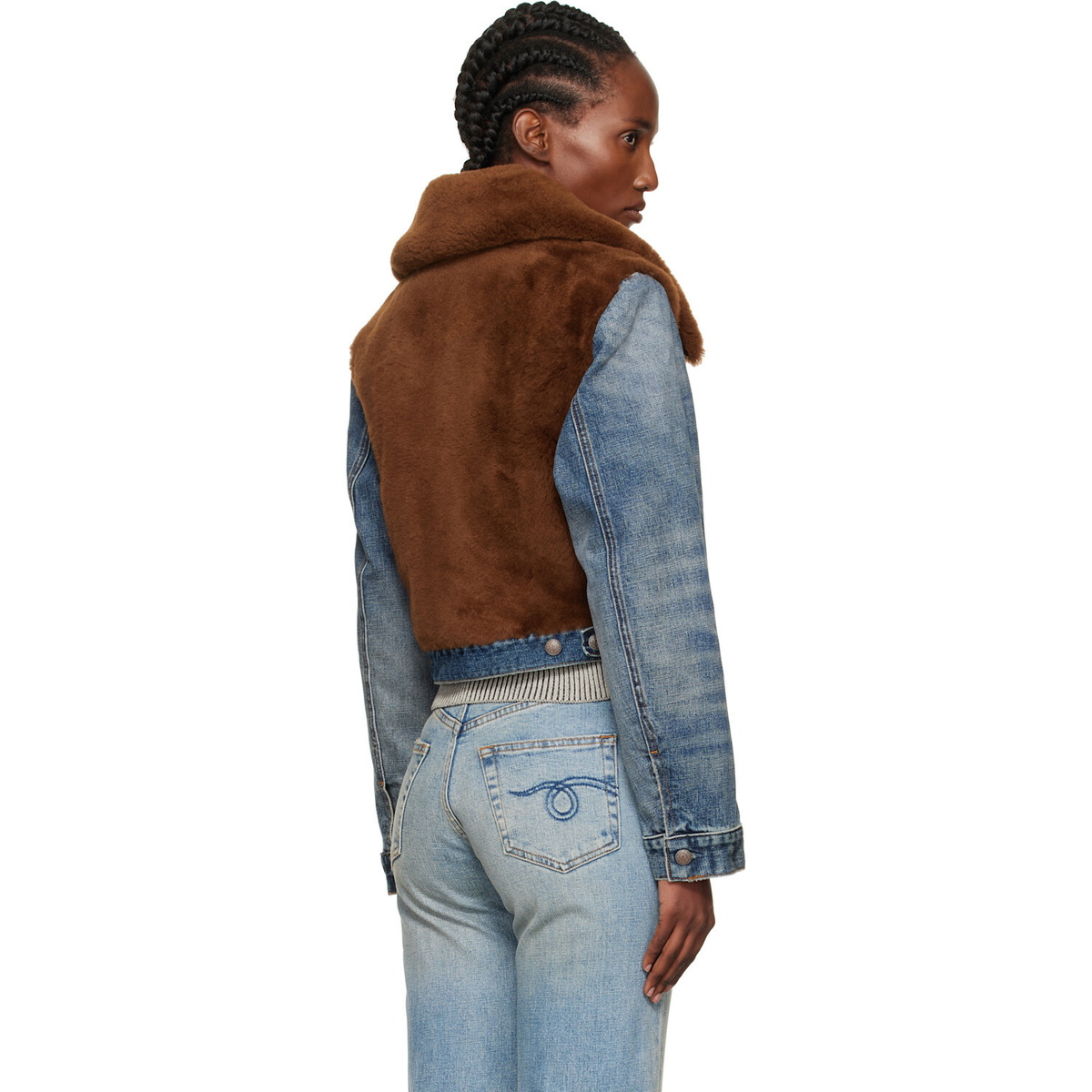 R13 Brown & Blue 'Denim Fur' Jacket