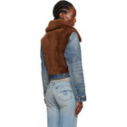 R13 Brown & Blue 'Denim Fur' Jacket