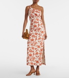 SIR Chloe one-shoulder floral linen-blend midi dress
