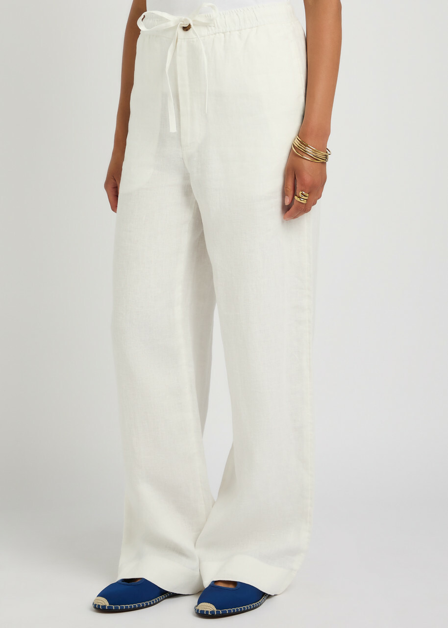 Polo Ralph Lauren Wide-leg Linen Trousers White