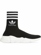 Balenciaga - adidas Speed Light Logo-Jacquard Stretch-Knit Slip-On Sneakers - Black