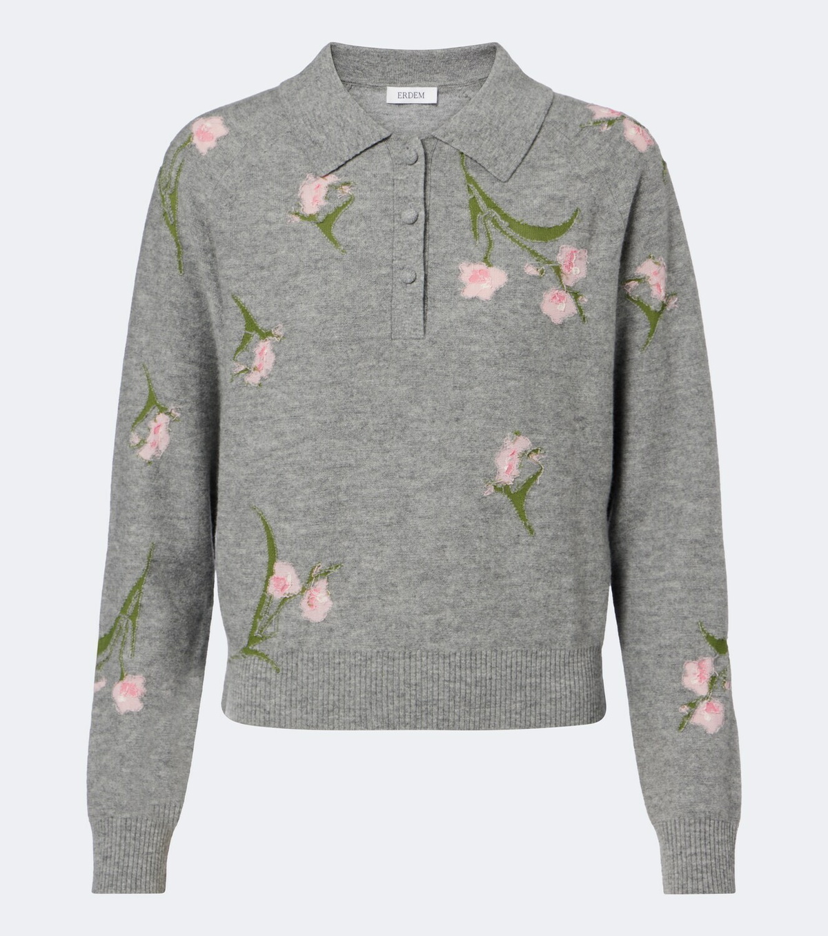 Erdem Floral intarsia wool polo sweater