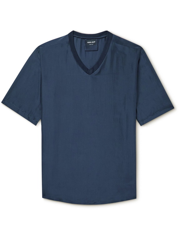 Photo: Giorgio Armani - Silk T-Shirt - Blue
