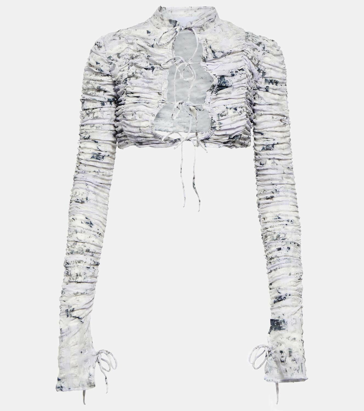 Roberta Einer Tie-front printed cropped cardigan