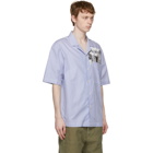 PRESIDENTs Blue Pinstripe Picture Print Rangi Short Sleeve Shirt