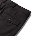 Valentino - Wide-Leg Grosgrain-Trimmed Tech-Wool Trousers - Black