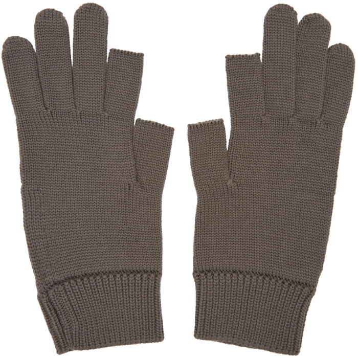 Rick Owens Grey Knit Gloves