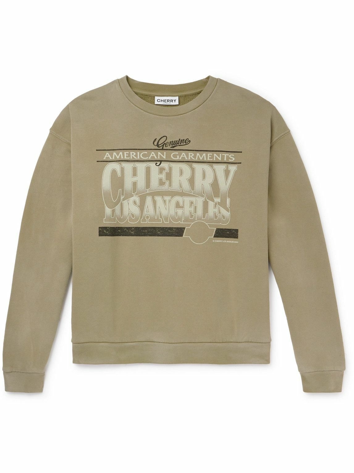 Photo: Cherry Los Angeles - American Garments Logo-Print Cotton-Jersey Sweatshirt - Green