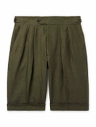 Richard James - Hepworth 2 Straight-Leg Pleated Linen Shorts - Green