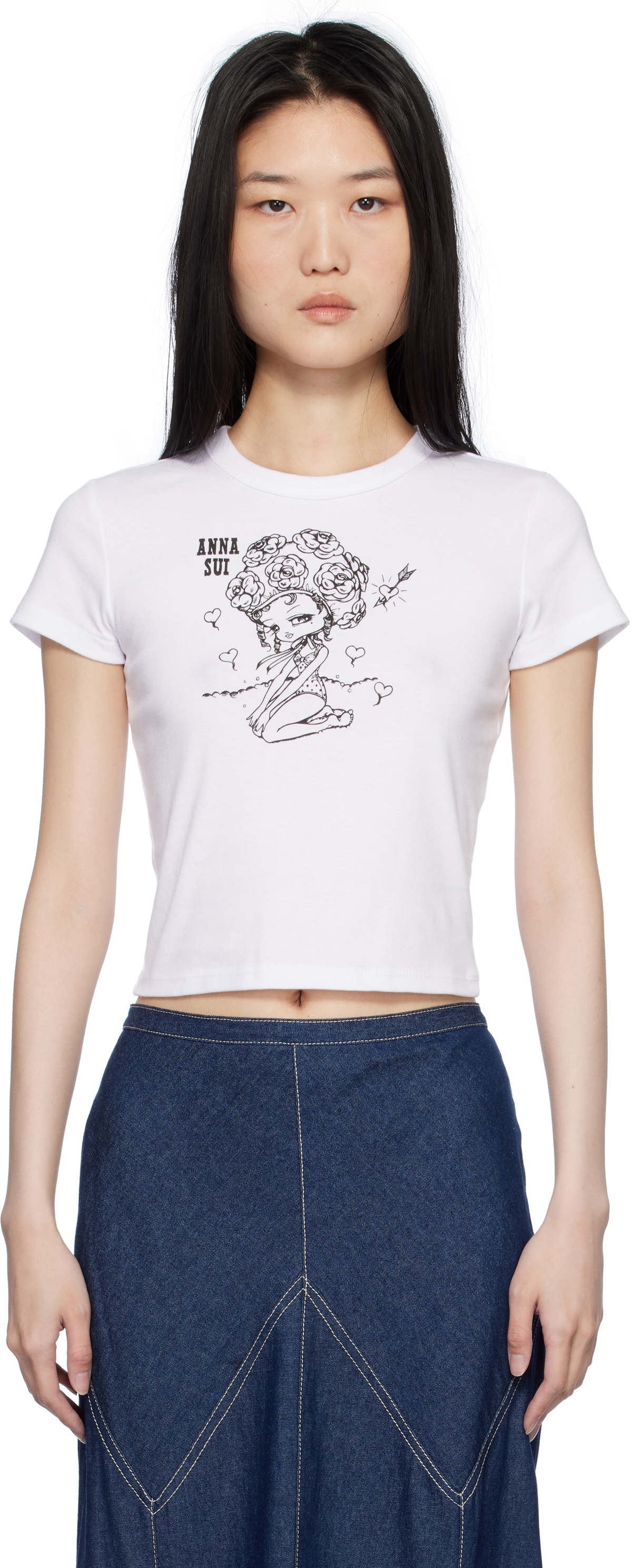 Anna Sui White Crewneck Beach Girl Baby T-shirt