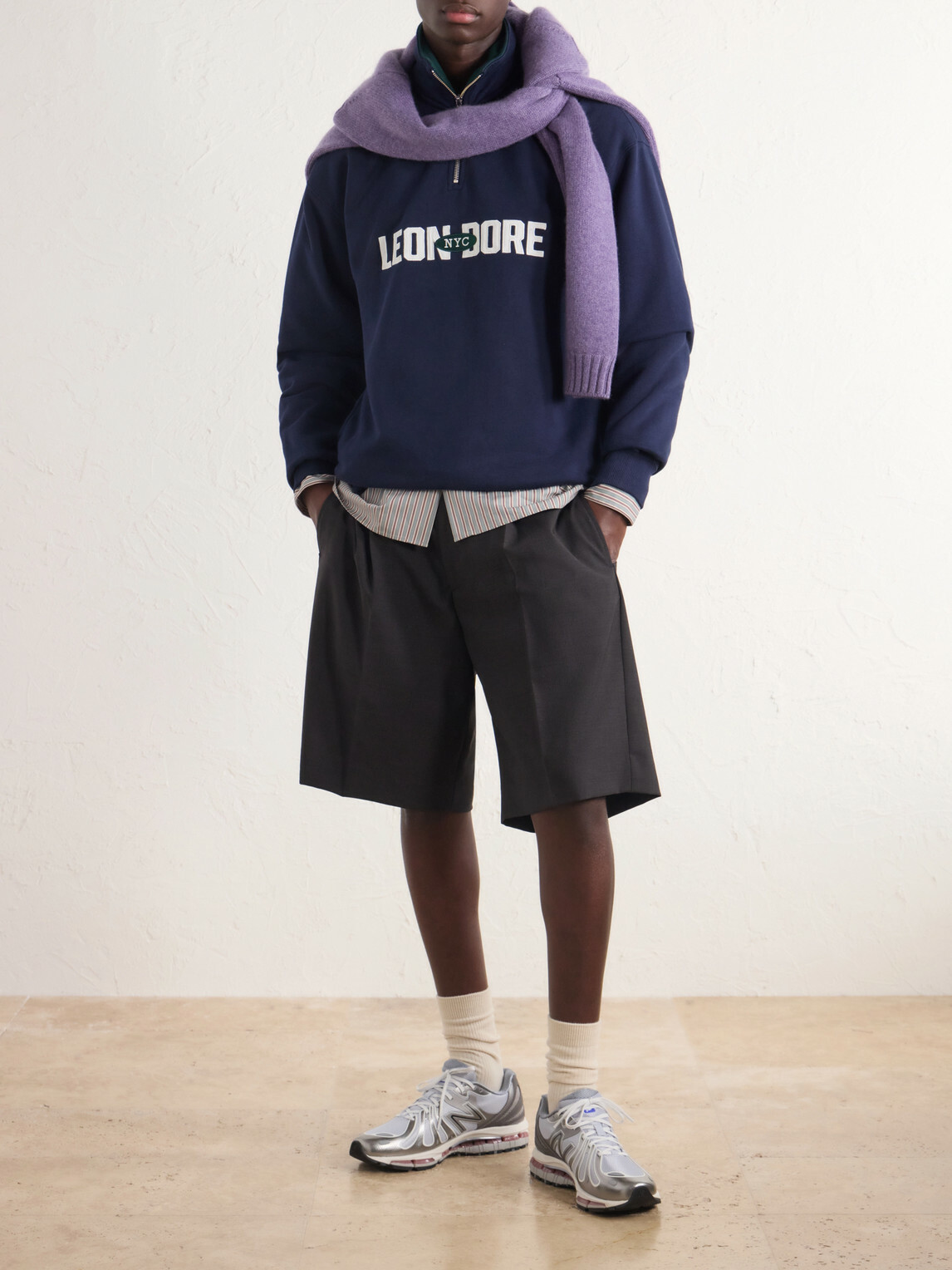 Aimé Leon Dore - Logo-Appliquéd Cotton Half-Zip Sweatshirt - Blue