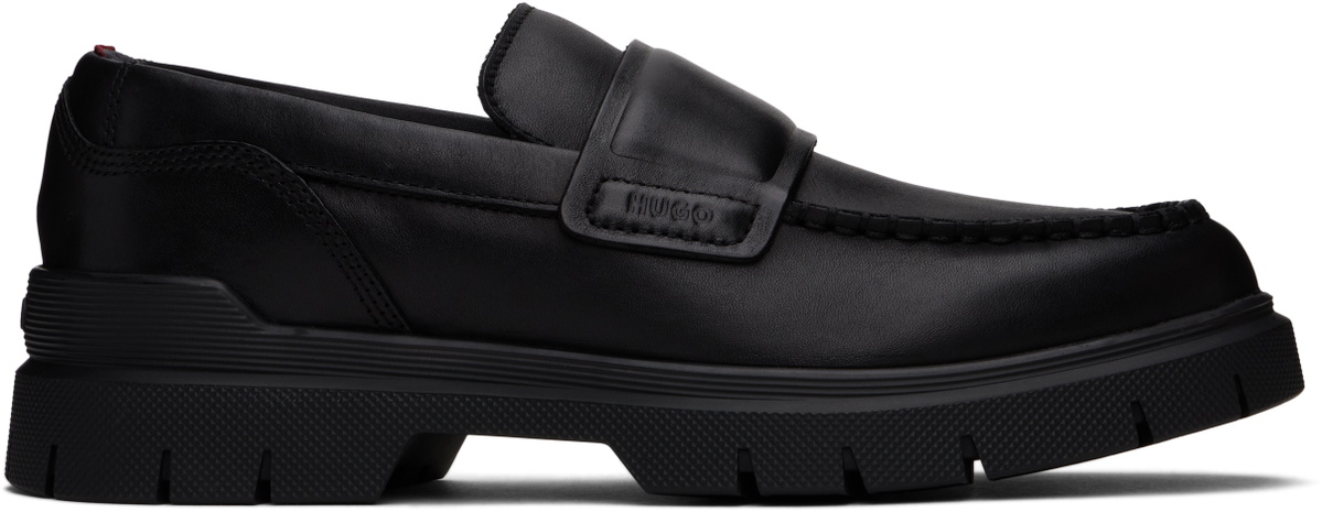 Hugo Boss Leather Loafers with Buckle Detail Black 6.5 Men\'s BOSS - Loafers in smooth leather with penny trim - Black main image 2