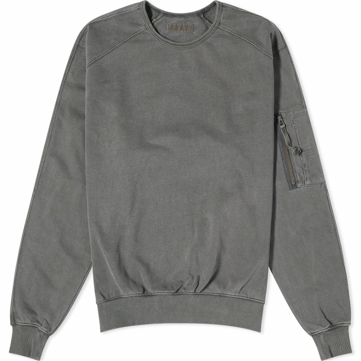 Photo: FrizmWORKS Men's Pigment Dyed MIL Sweatshirt in Charcoal