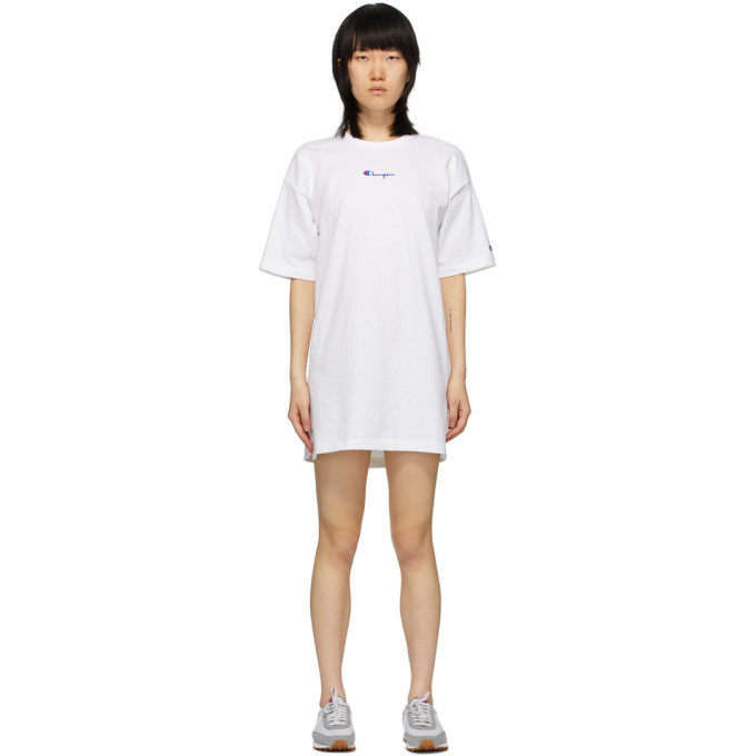 Champion Reverse Weave White Central Script Logo Dress