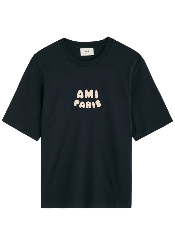 Photo: Ami Paris Logo-appliqué Cotton T-shirt Navy