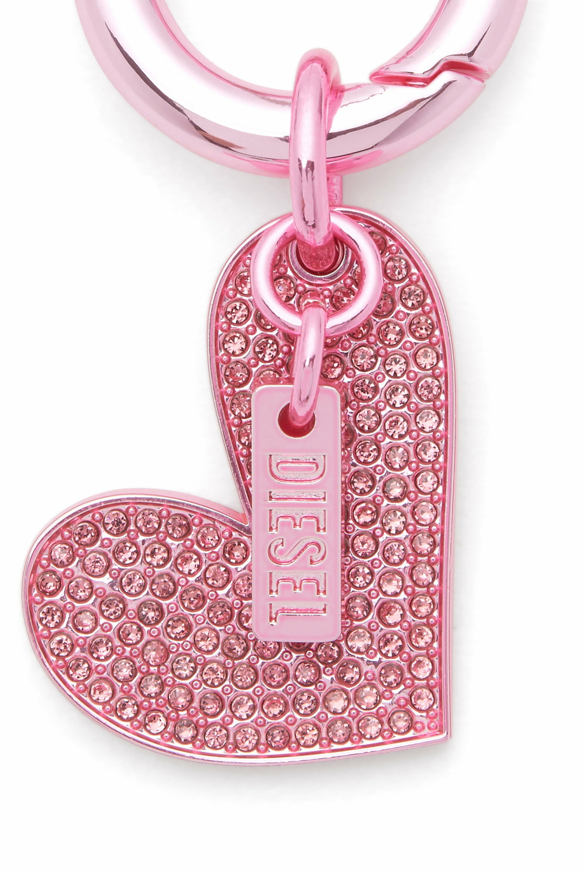 Diesel Metal heart charm with rhinestones - Charms and Keyrings Womens in Pink