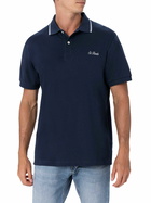 MC2 Saint Barth Man Blue Cotton Piquet Polo Shirt Beverly Hills