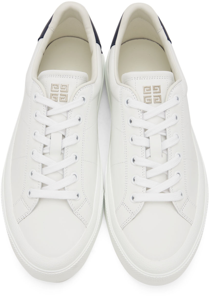 【GIVENCHY】23SS シティ キャンバス スニーカー Givenchy White & Navy City Sneakers Givenchy