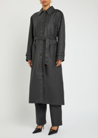 Blaze Milano Basotto Belted Wool Trench Coat Grey