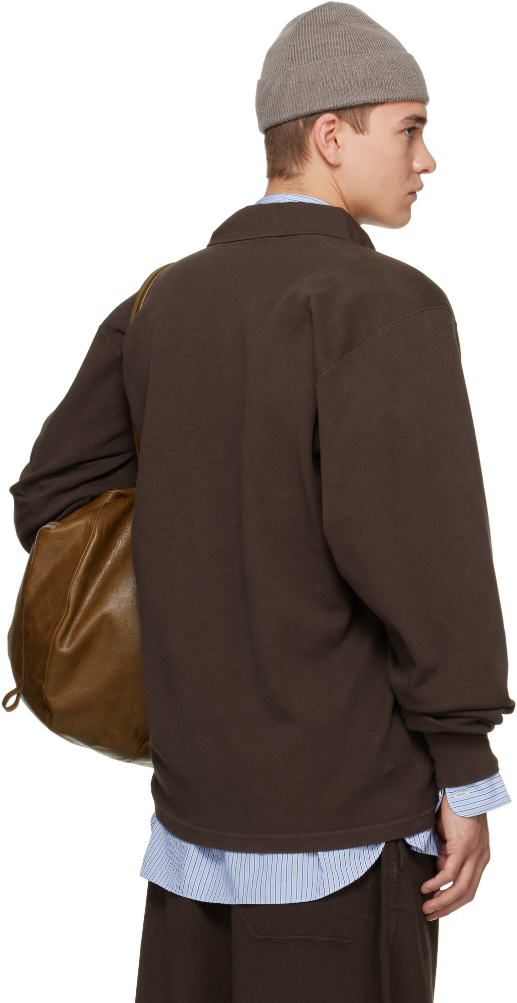 Hed Mayner Brown Cotton Long Sleeve Polo