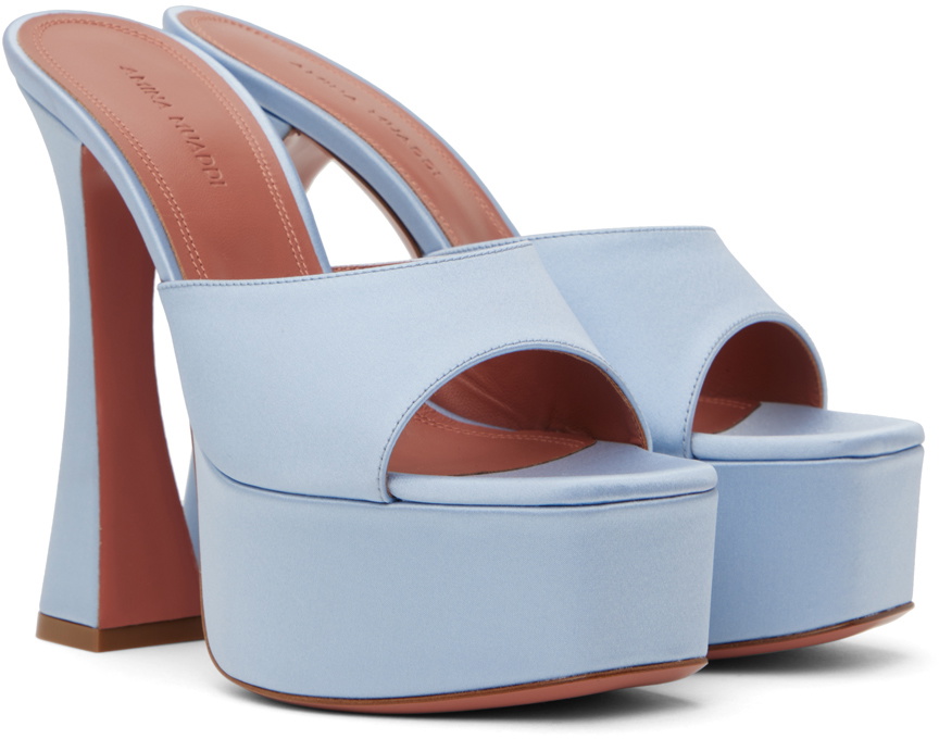 Amina Muaddi Blue Dalida Plateau 140 Heeled Sandals