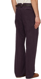 TONYWACK Burgundy Garment Dyed Cotton Straight Trousers